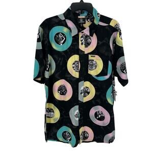Volcom Entertainment Long Playing Woven Short Sleeve Shirt Mens Size Large Black